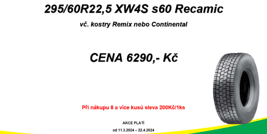 29560R22,5 XW4S s60 Recamic